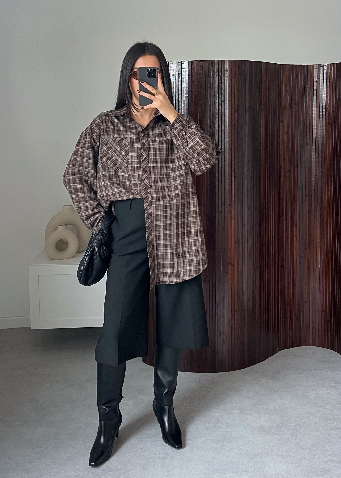 CHEMISE CARREAUX MARRON