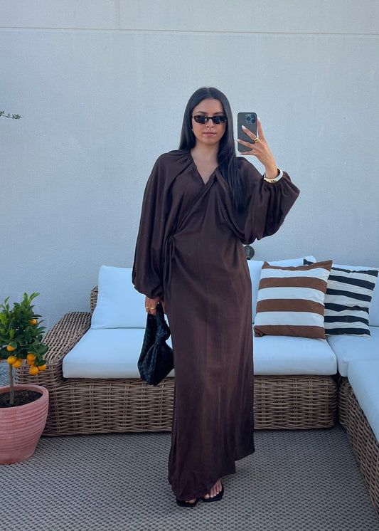 ROBE À NOUER MARRON