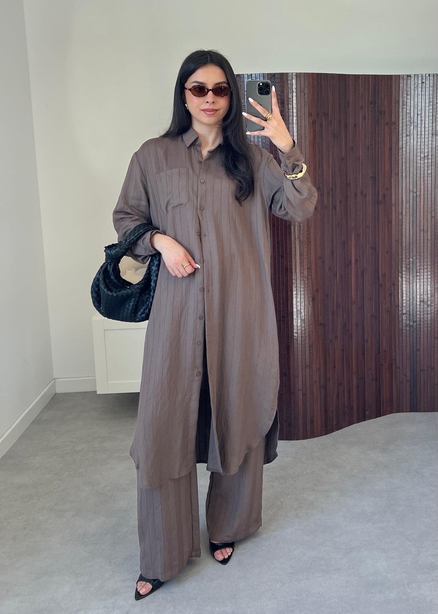 ENSEMBLE MARRON CHEMISE LONGUE