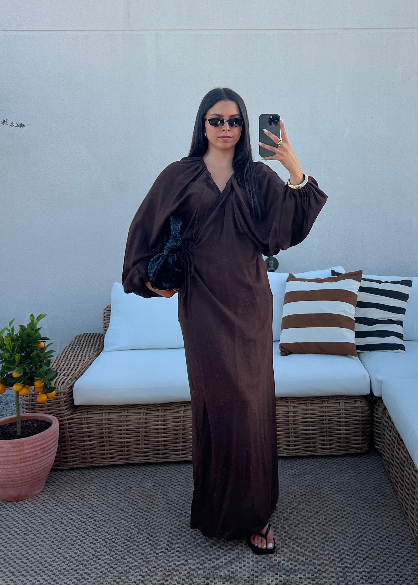 ROBE À NOUER MARRON