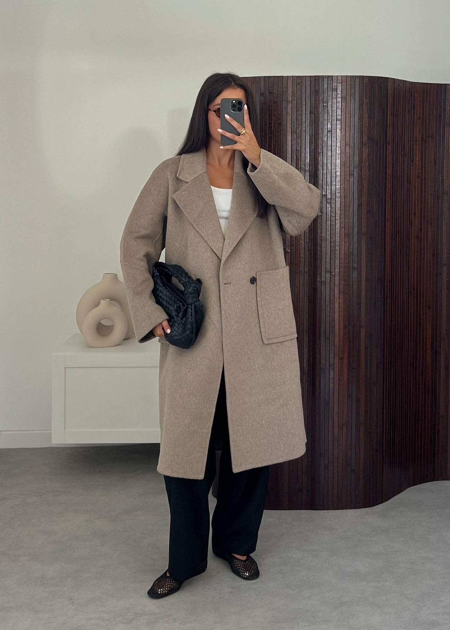 MANTEAU LAINE TAUPE