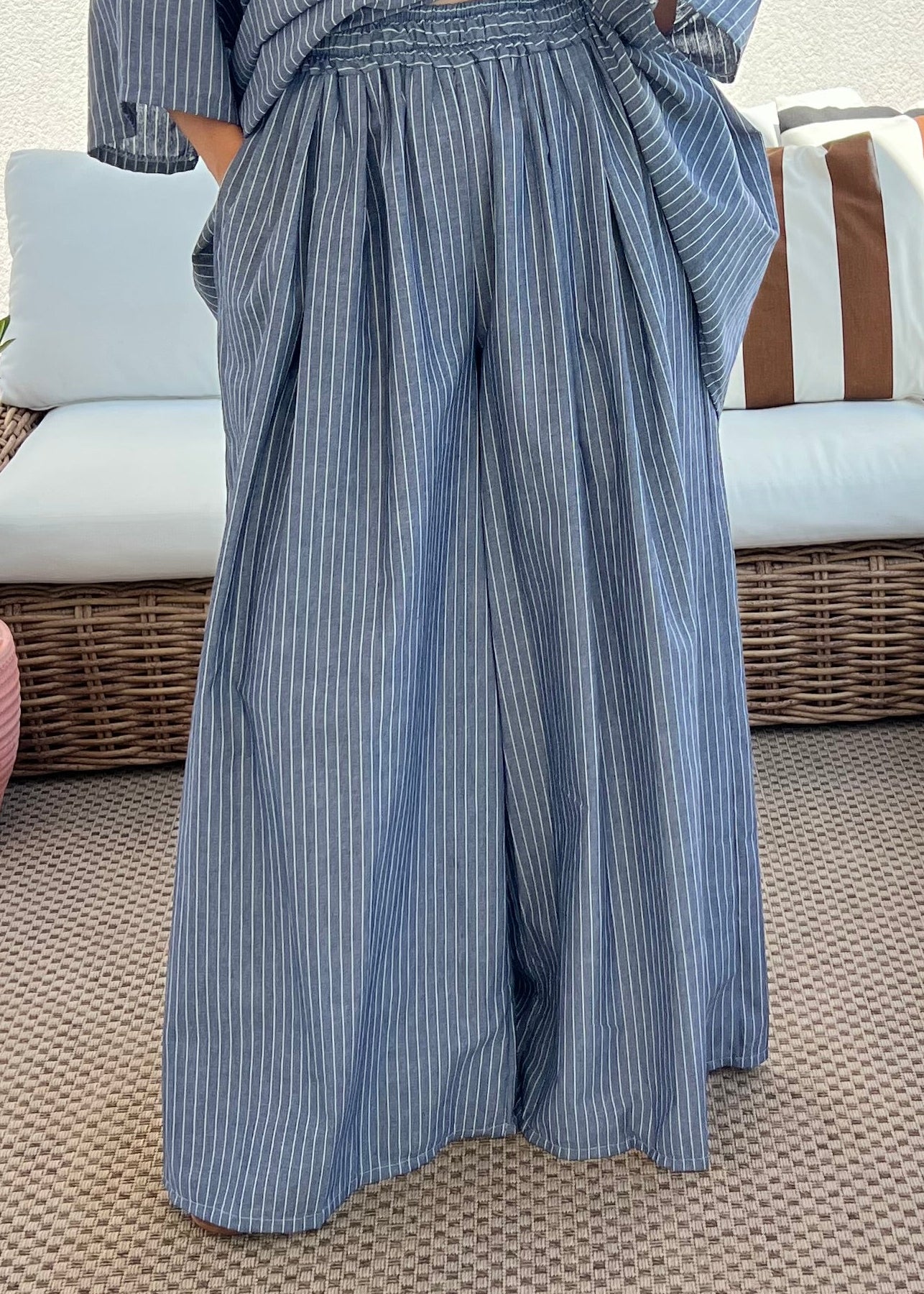 ENSEMBLE RAYURE BLEU