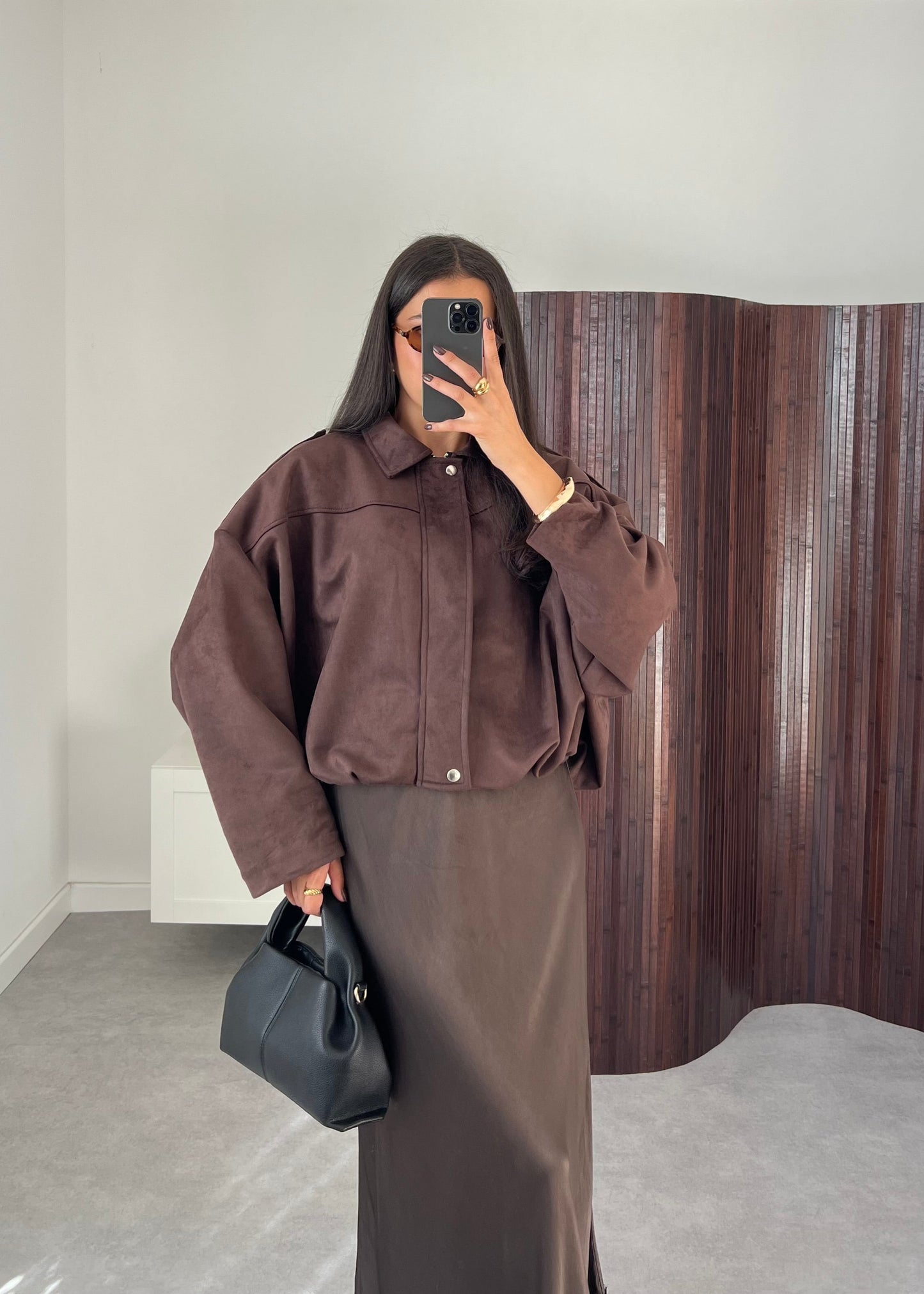 VESTE EFFET DAIM CHOCO