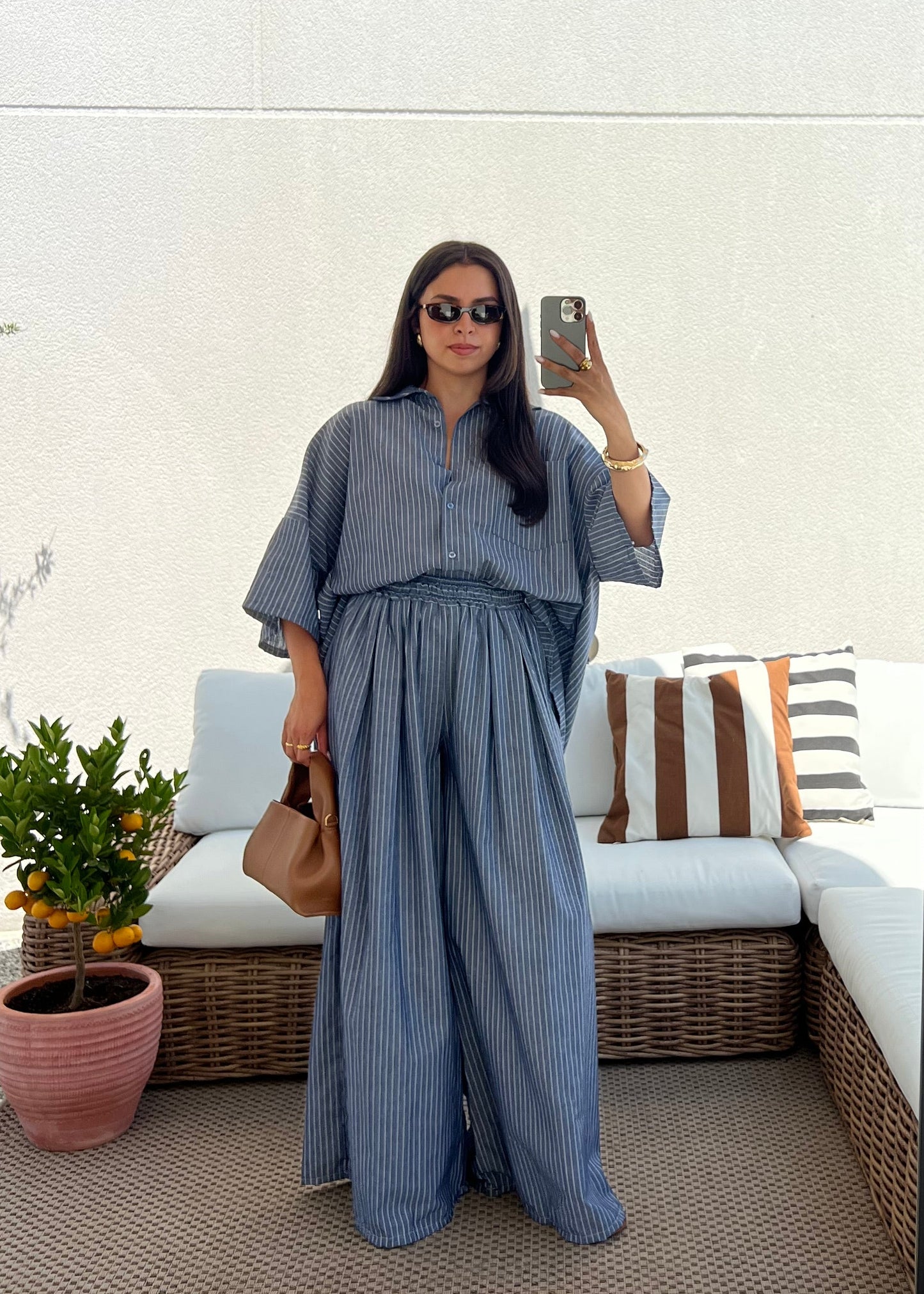 ENSEMBLE RAYURE BLEU