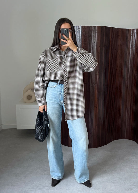 CHEMISE PETIT CARREAUX MARRON