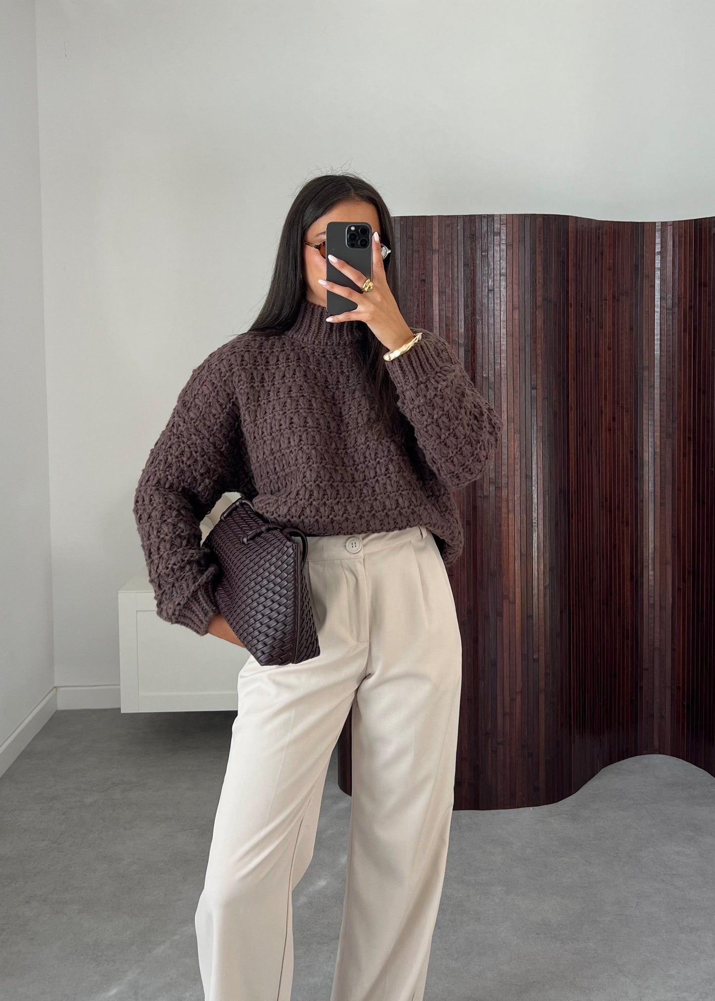 PULL GROSSE MAILLE MARRON