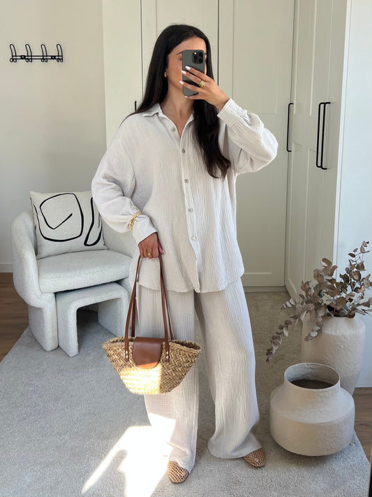 ENSEMBLE GAZE COTON BEIGE