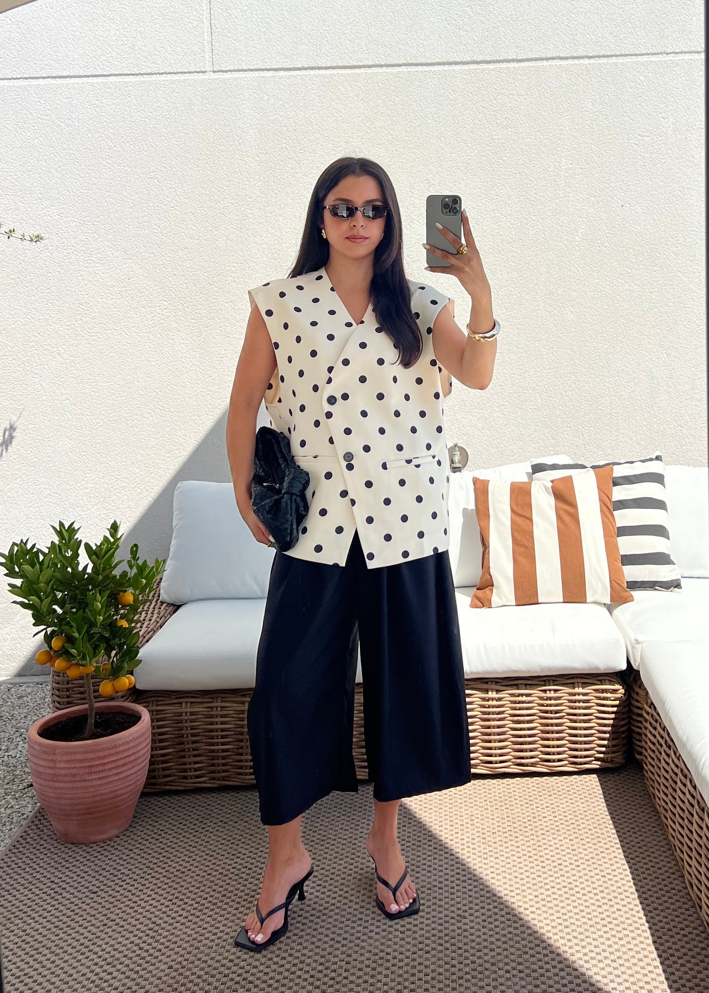 BLAZER SANS MANCHE POIS