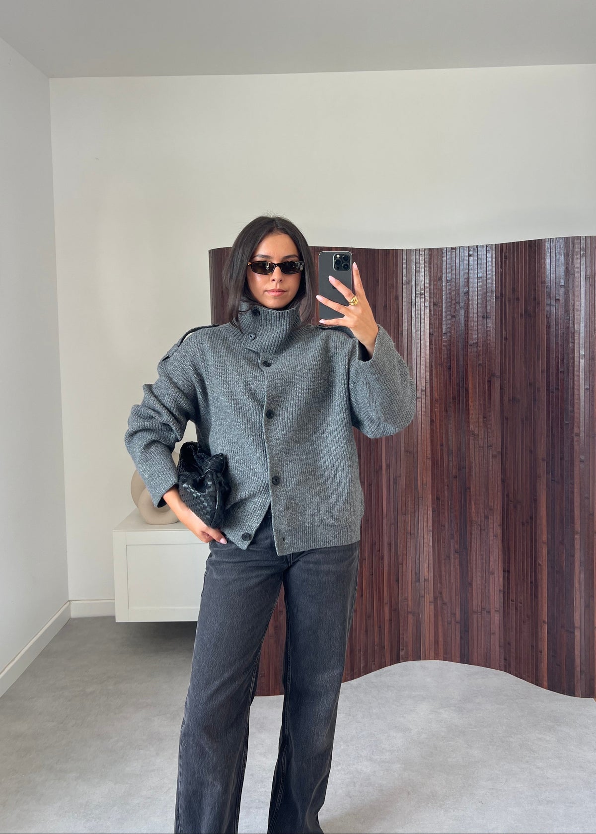 GILET COL MONTANT GRIS