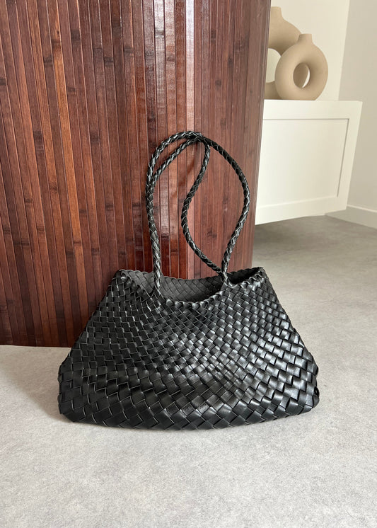 SAC SIMILI TRESSÉ NOIR