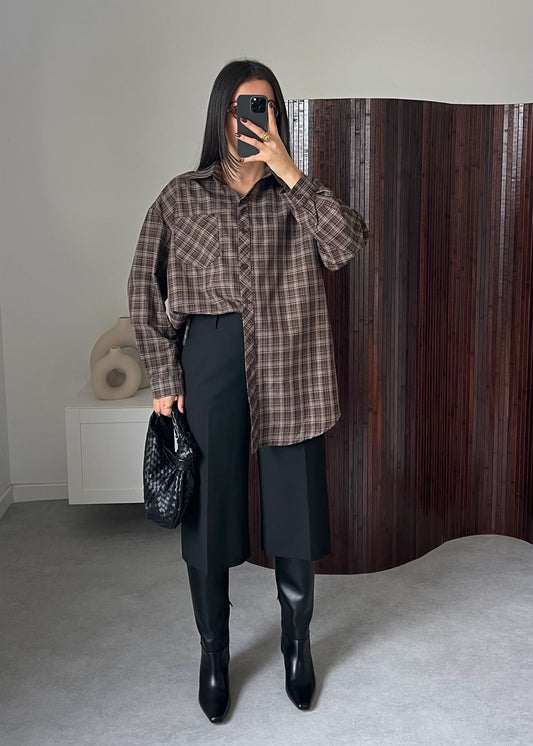 CHEMISE CARREAUX MARRON