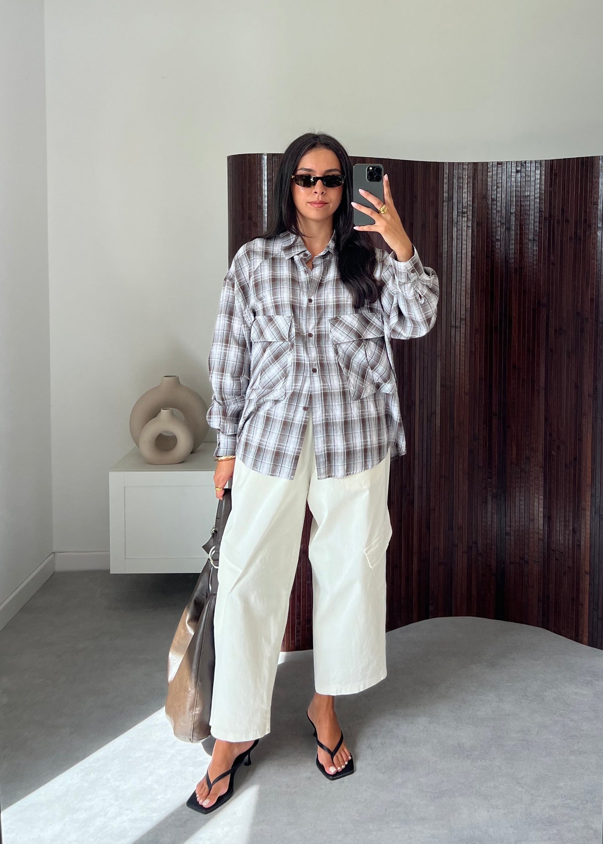 CHEMISE CARREAUX MARRON