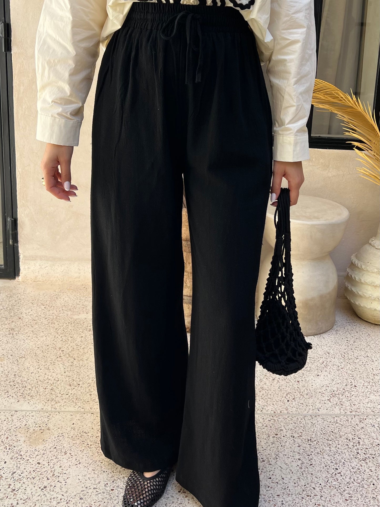 PANTALON LIN NOIR