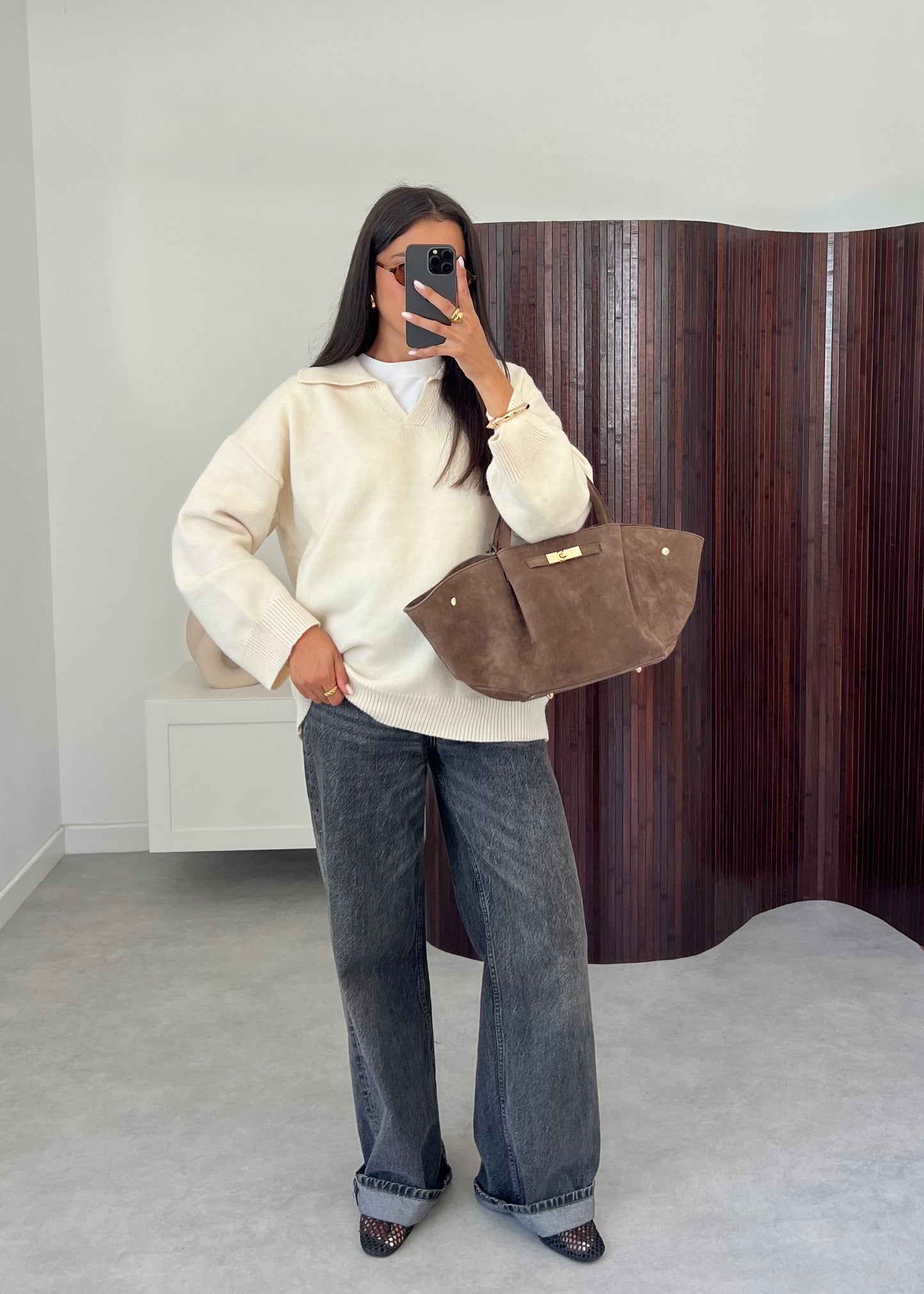 PULL COL POLO CRÈME