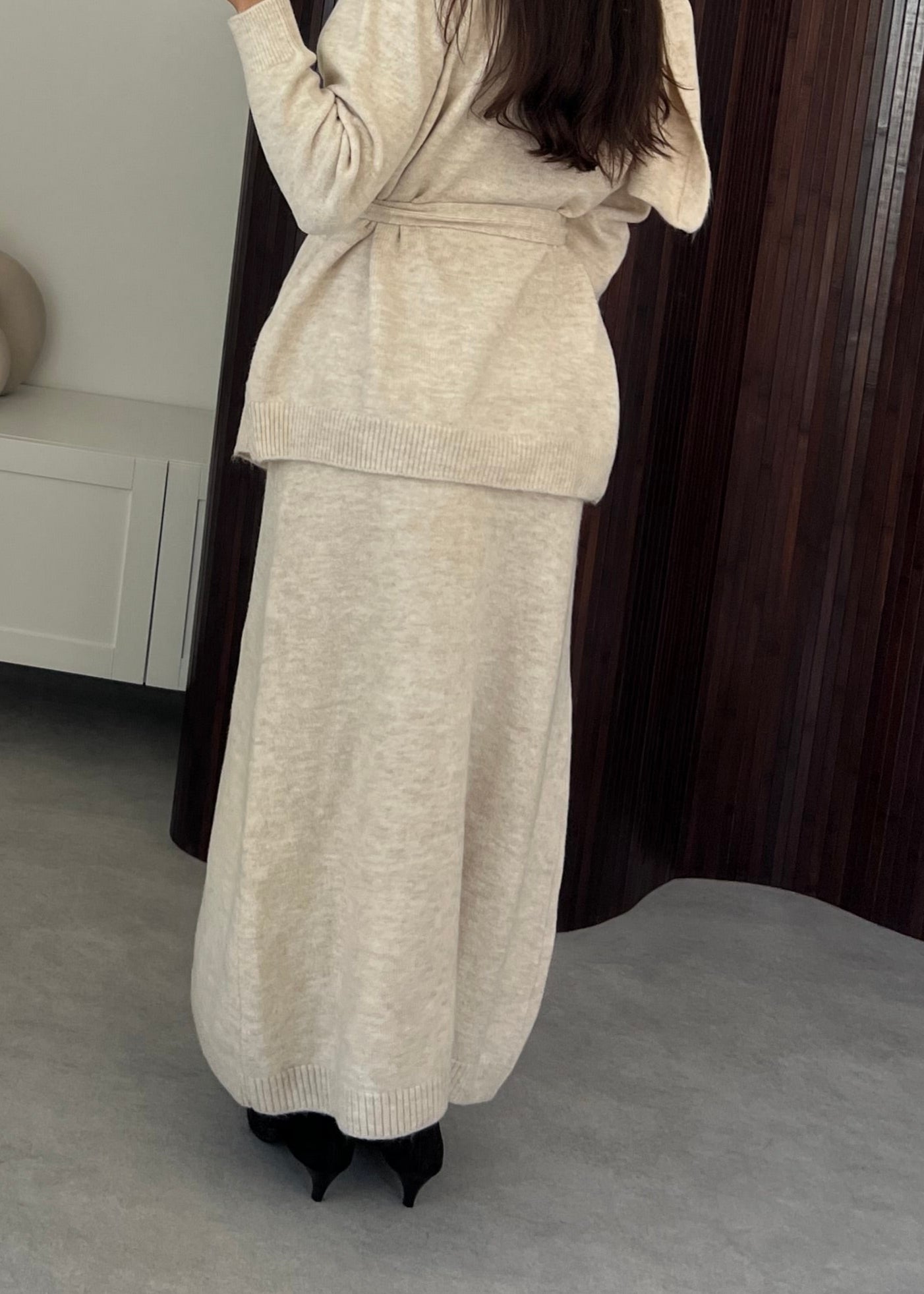 ENSEMBLE JUPE PULL BEIGE