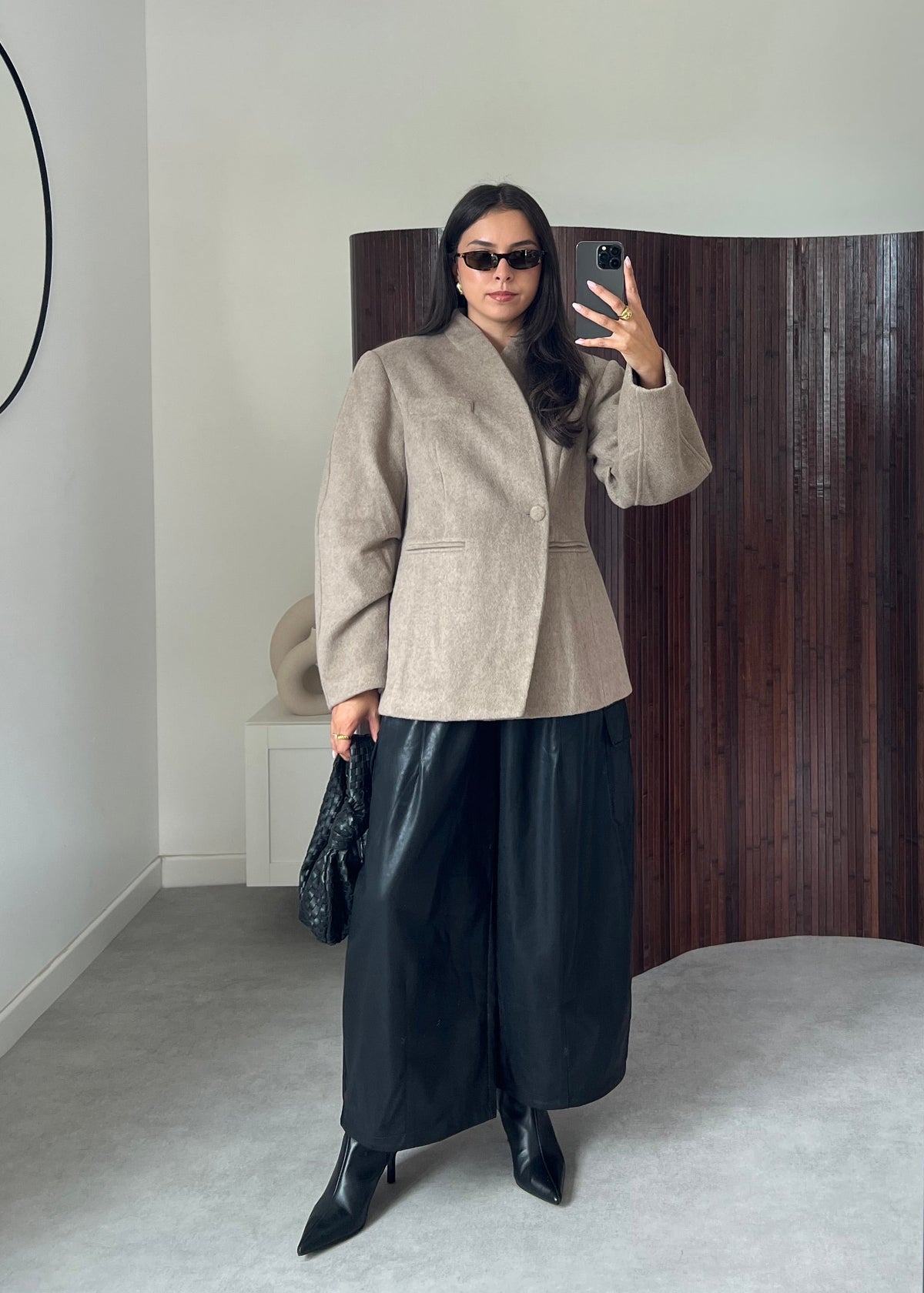 BLAZER MANTEAU LAINE TAUPE