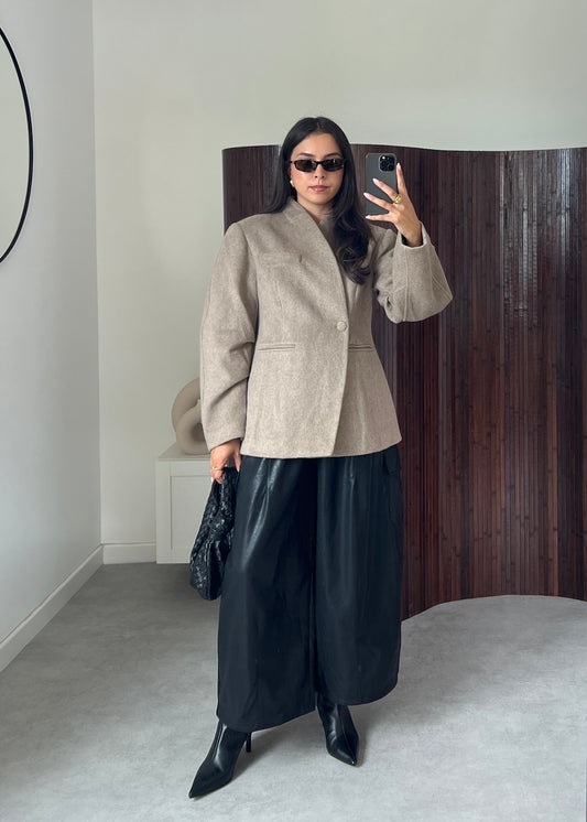 BLAZER MANTEAU LAINE TAUPE