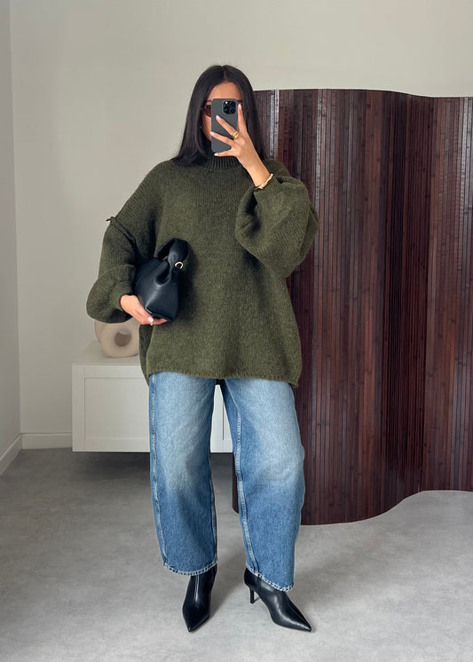 PULL COUTURE VERT KAKI