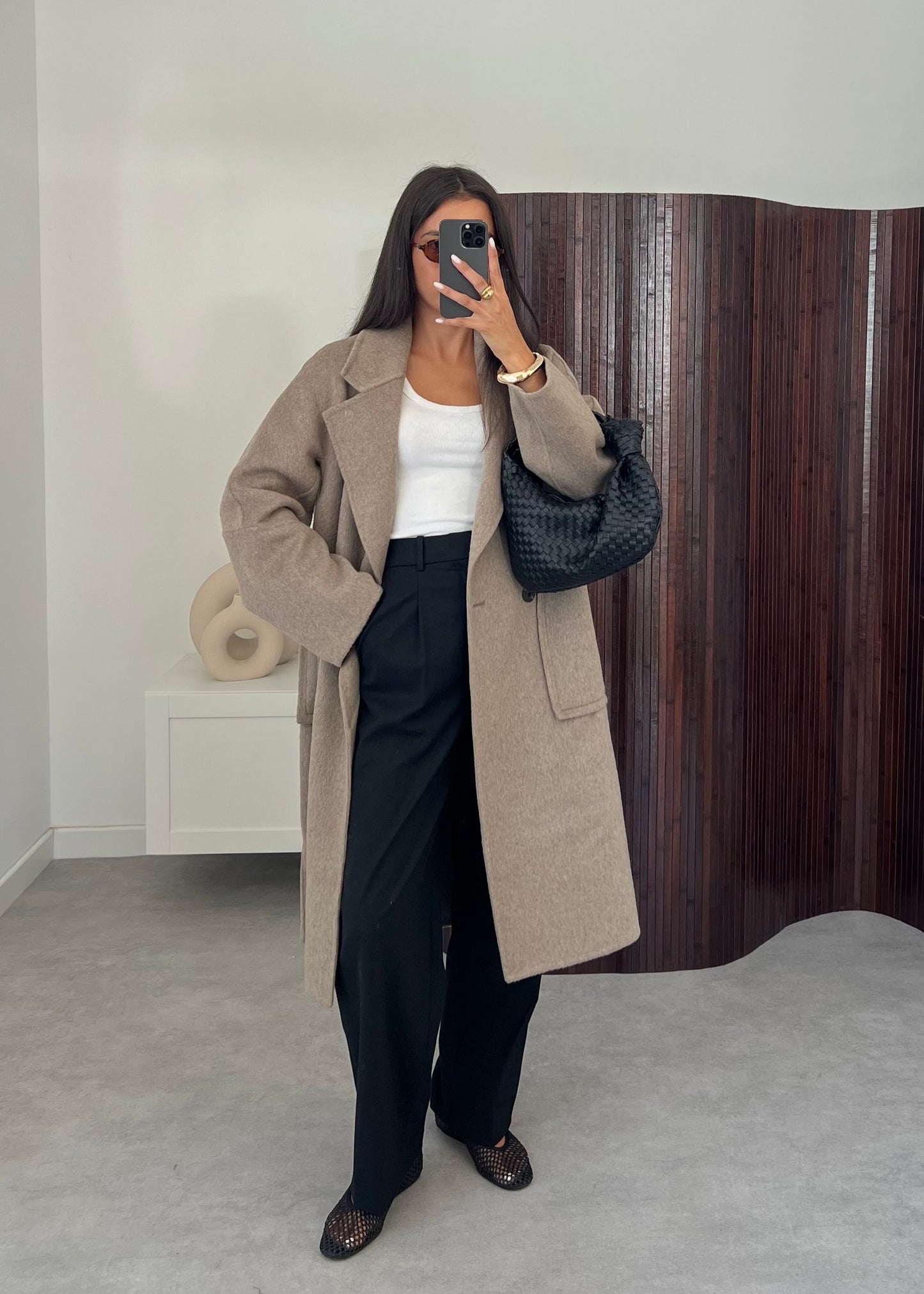 MANTEAU LAINE TAUPE