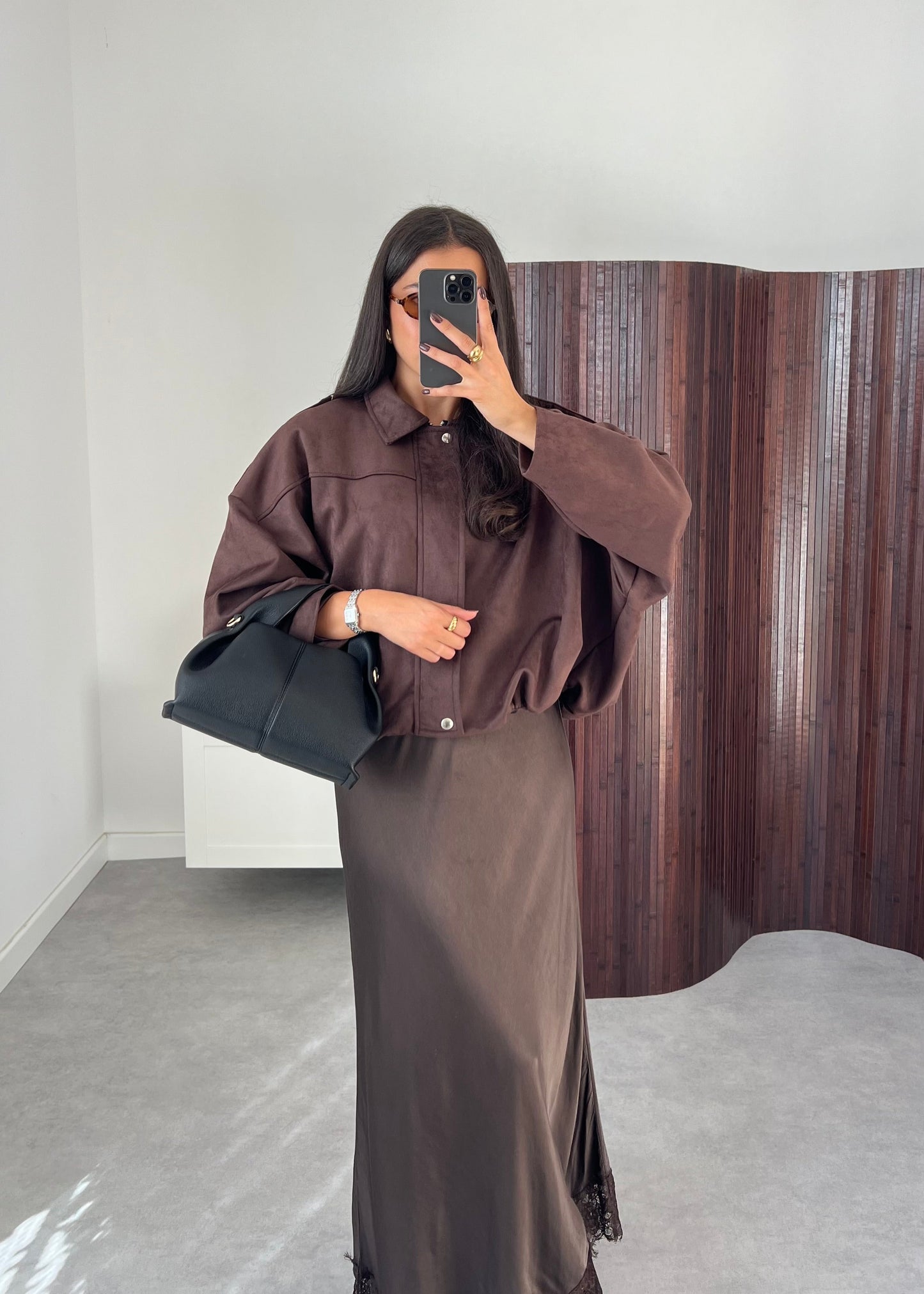 VESTE EFFET DAIM CHOCO