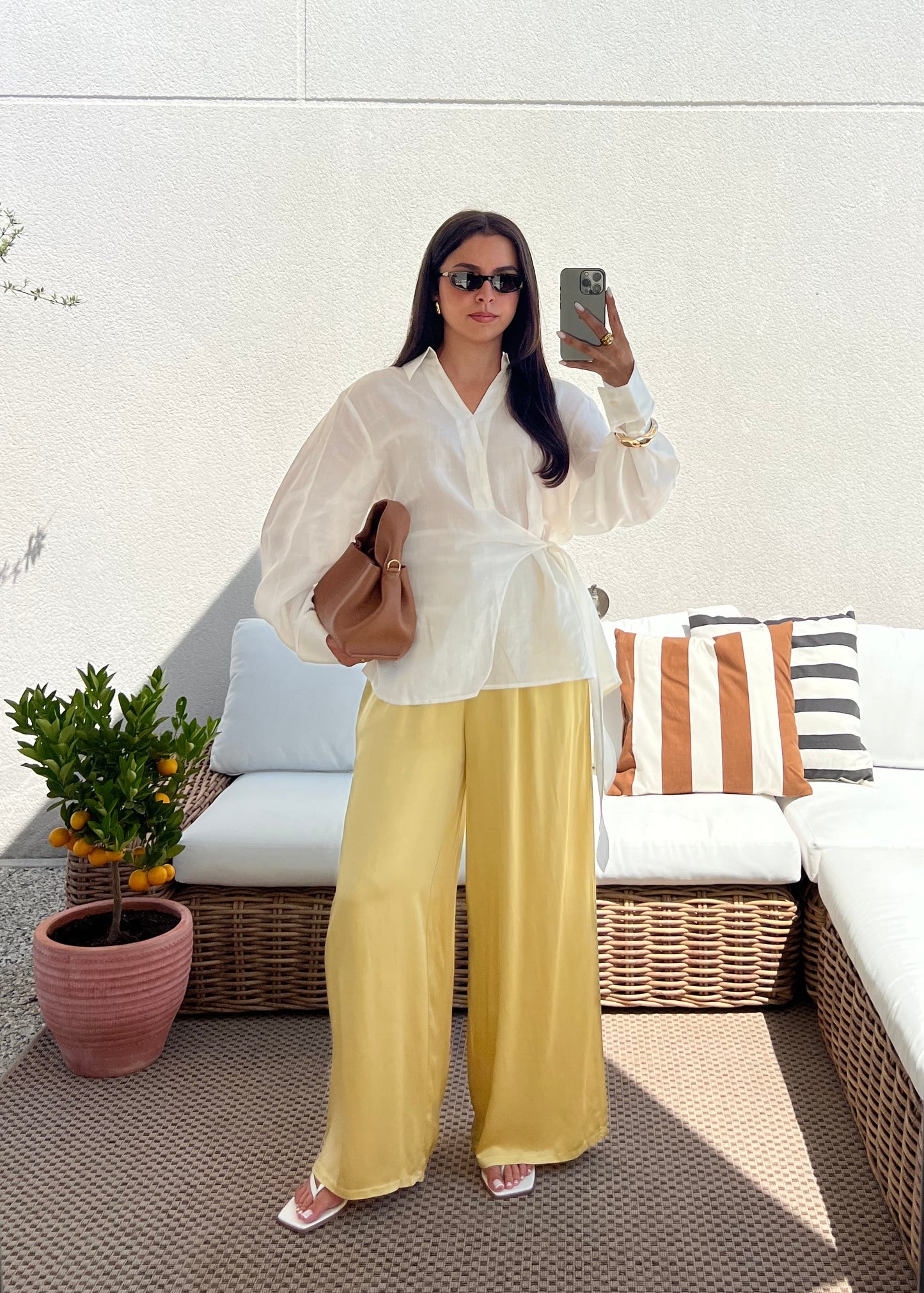 PANTALON SATIN MOUTARDE