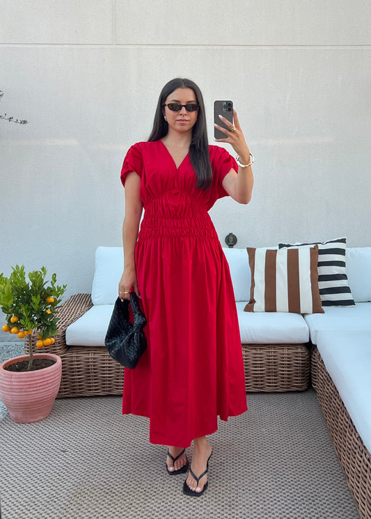 ROBE MANCHE COURTE ROUGE