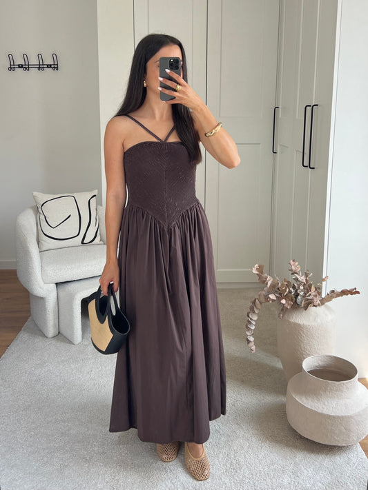 ROBE BRETELLE MARRON
