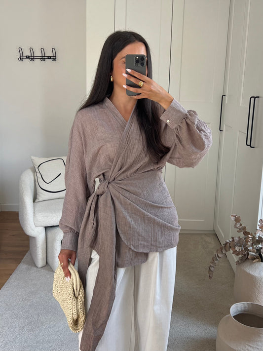 TOP À NOUER TAUPE