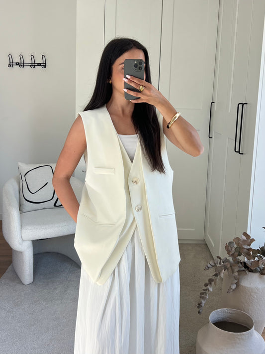 BLAZER SANS MANCHE ÉCRU