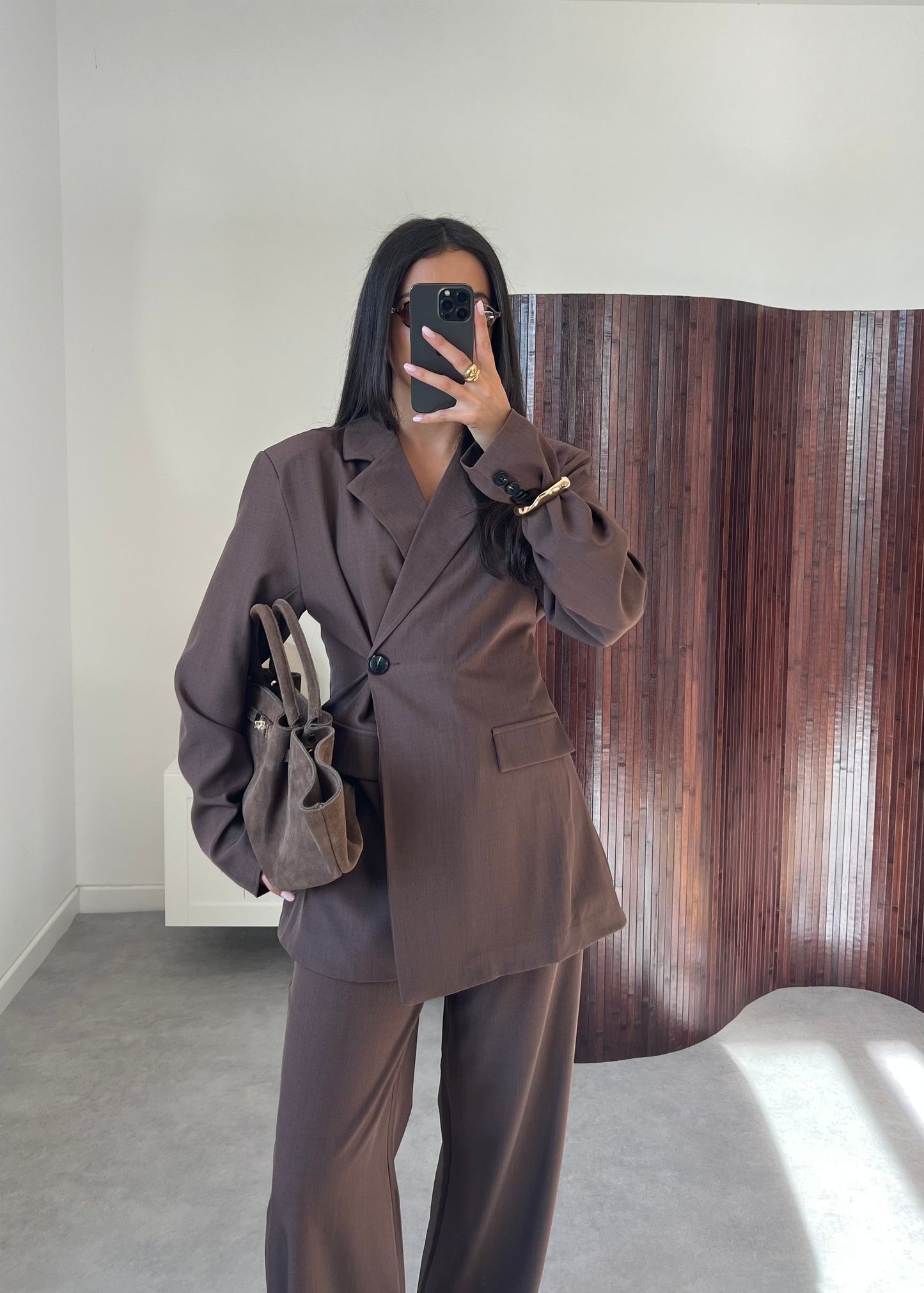 ENSEMBLE BLAZER CROISÉ MARRON