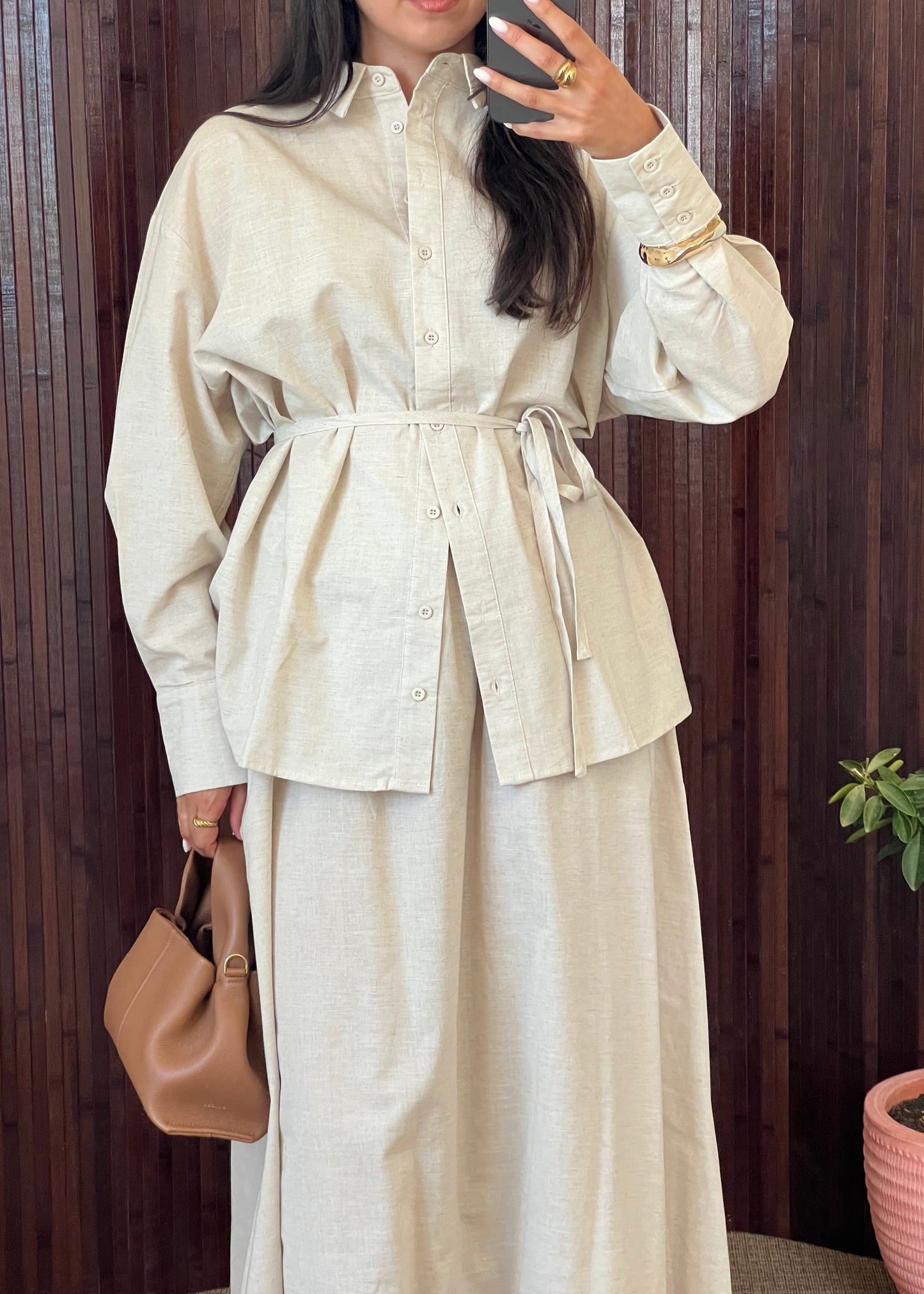 ENSEMBLE JUPE LIN BEIGE