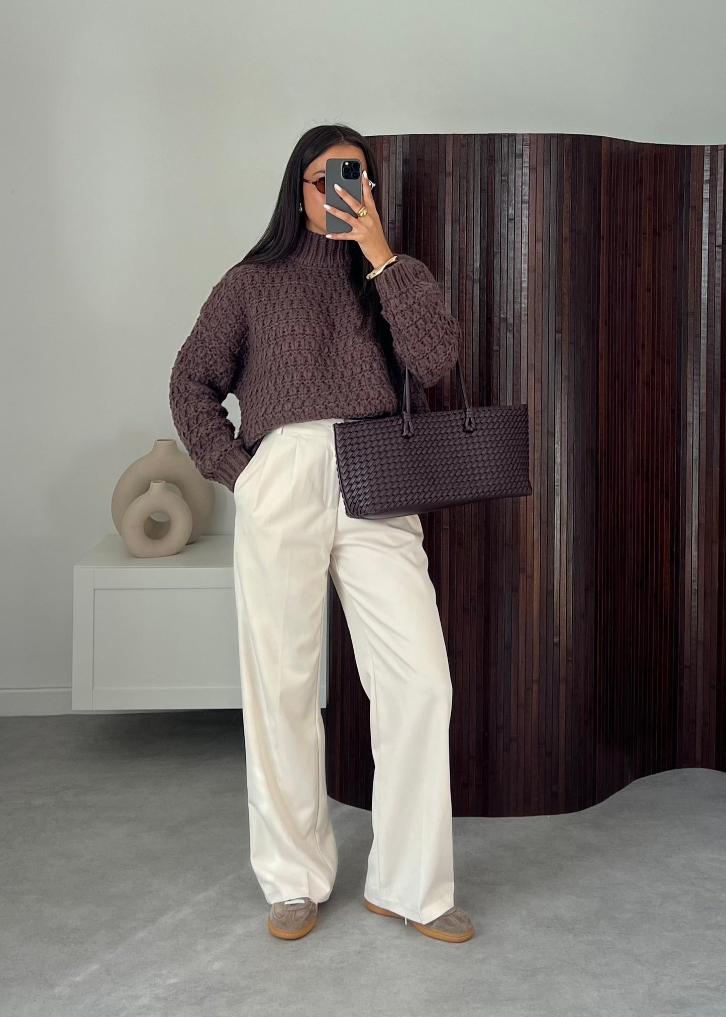 PULL GROSSE MAILLE MARRON