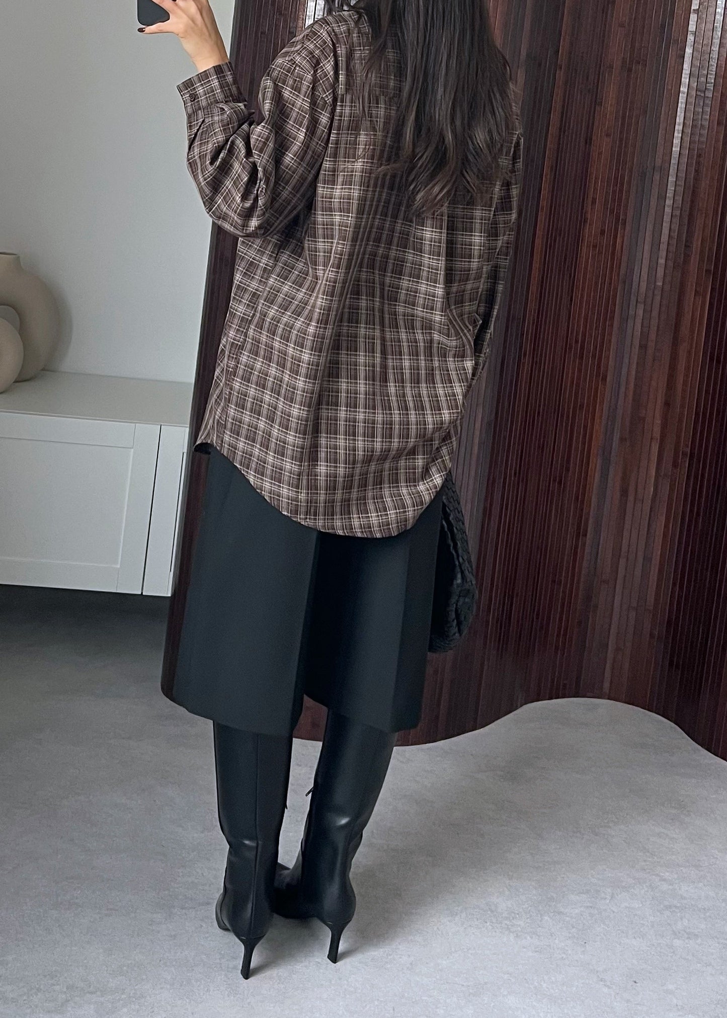 CHEMISE CARREAUX MARRON