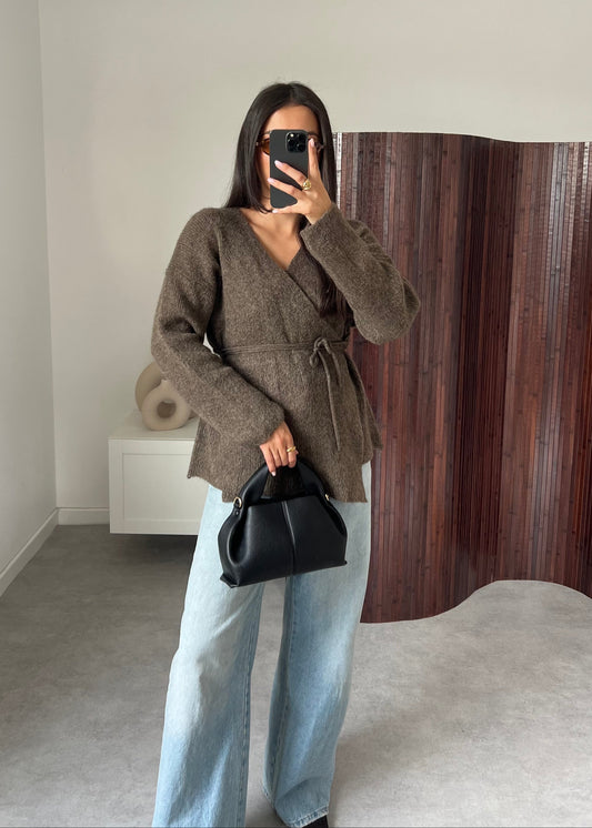 GILET À NOUER TAUPE