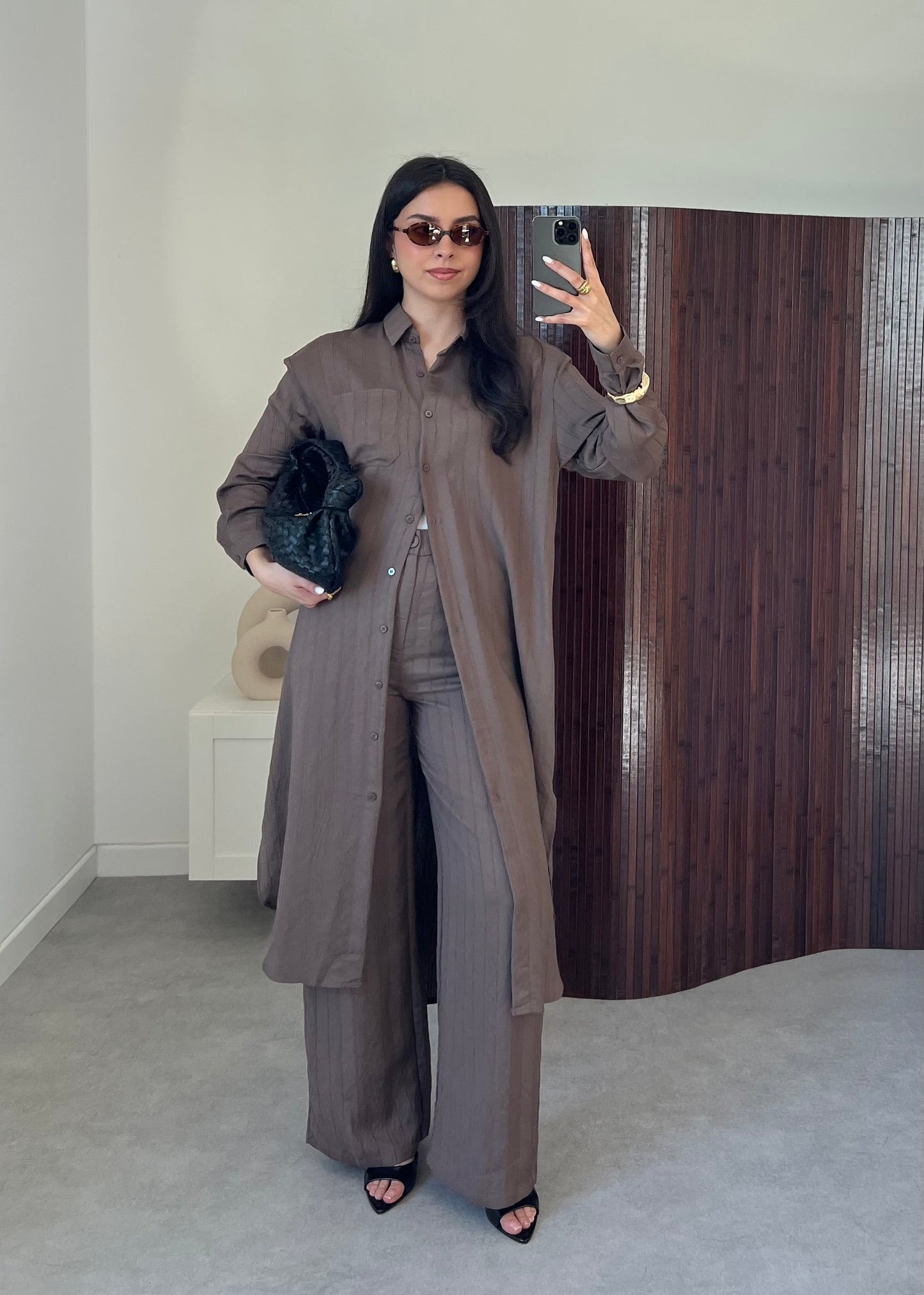 ENSEMBLE MARRON CHEMISE LONGUE