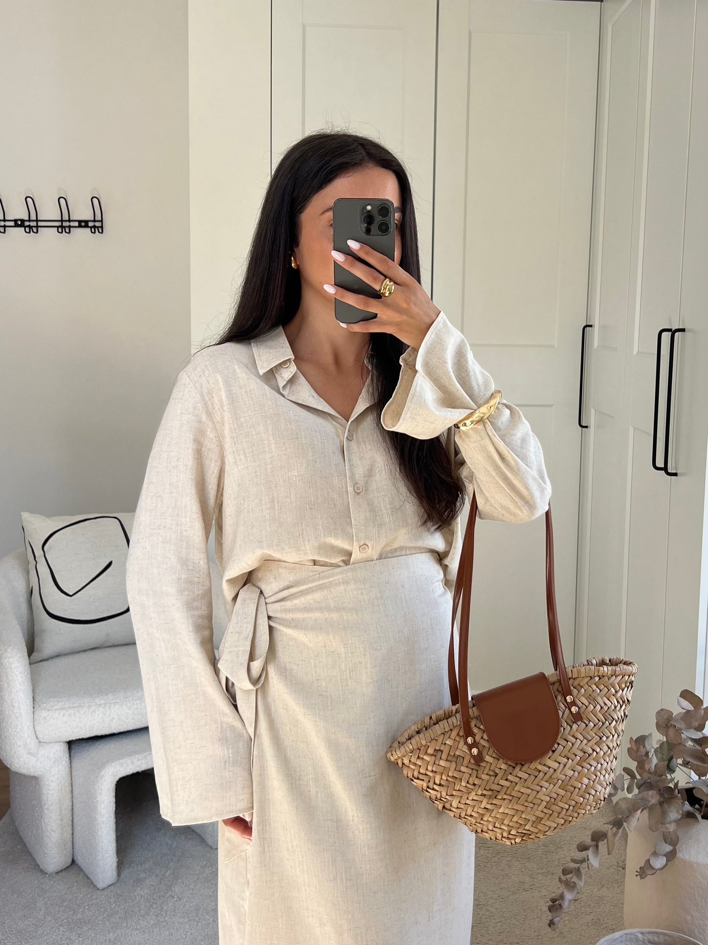 ENSEMBLE JUPE À NOUER LIN BEIGE