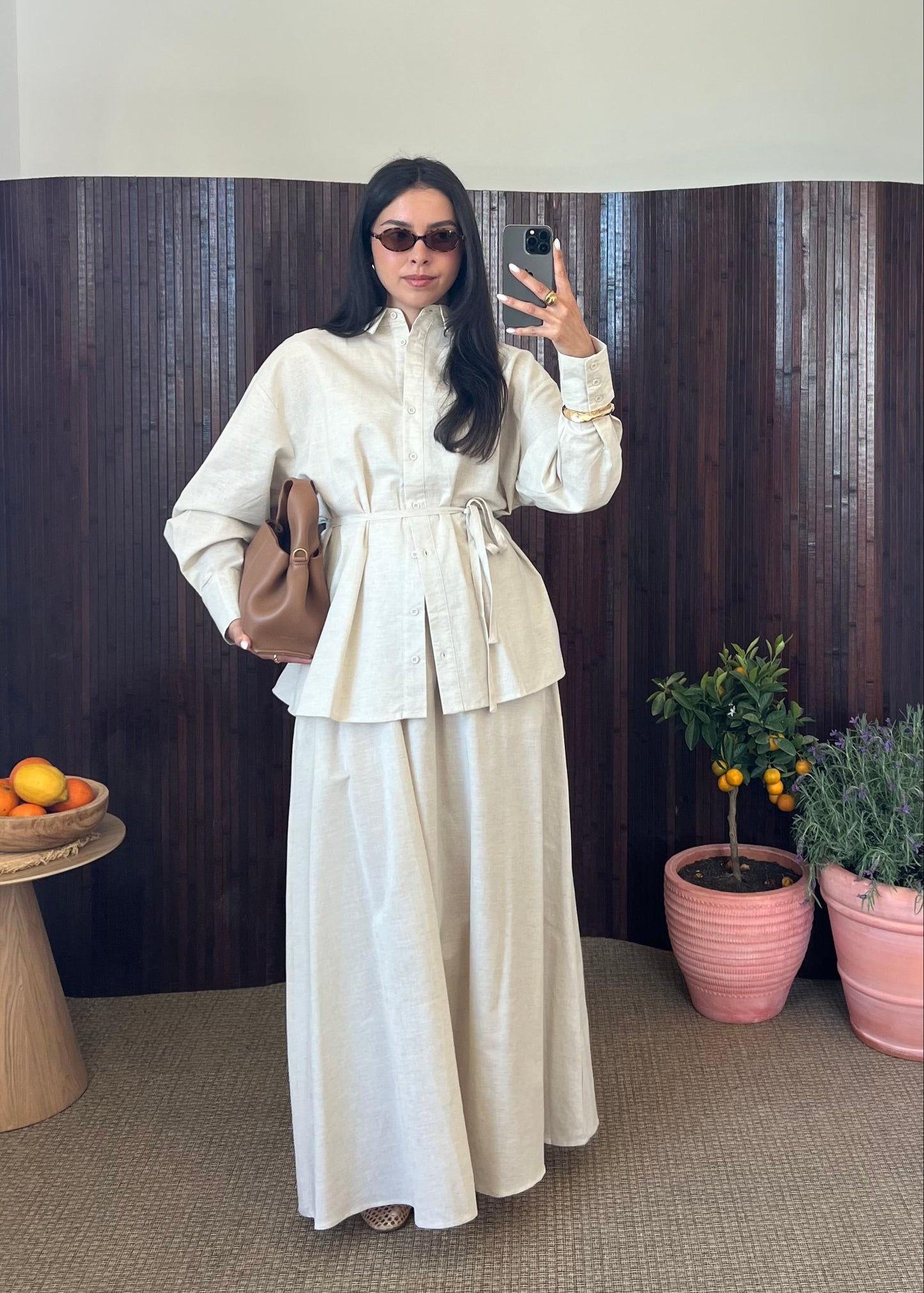 ENSEMBLE JUPE LIN BEIGE