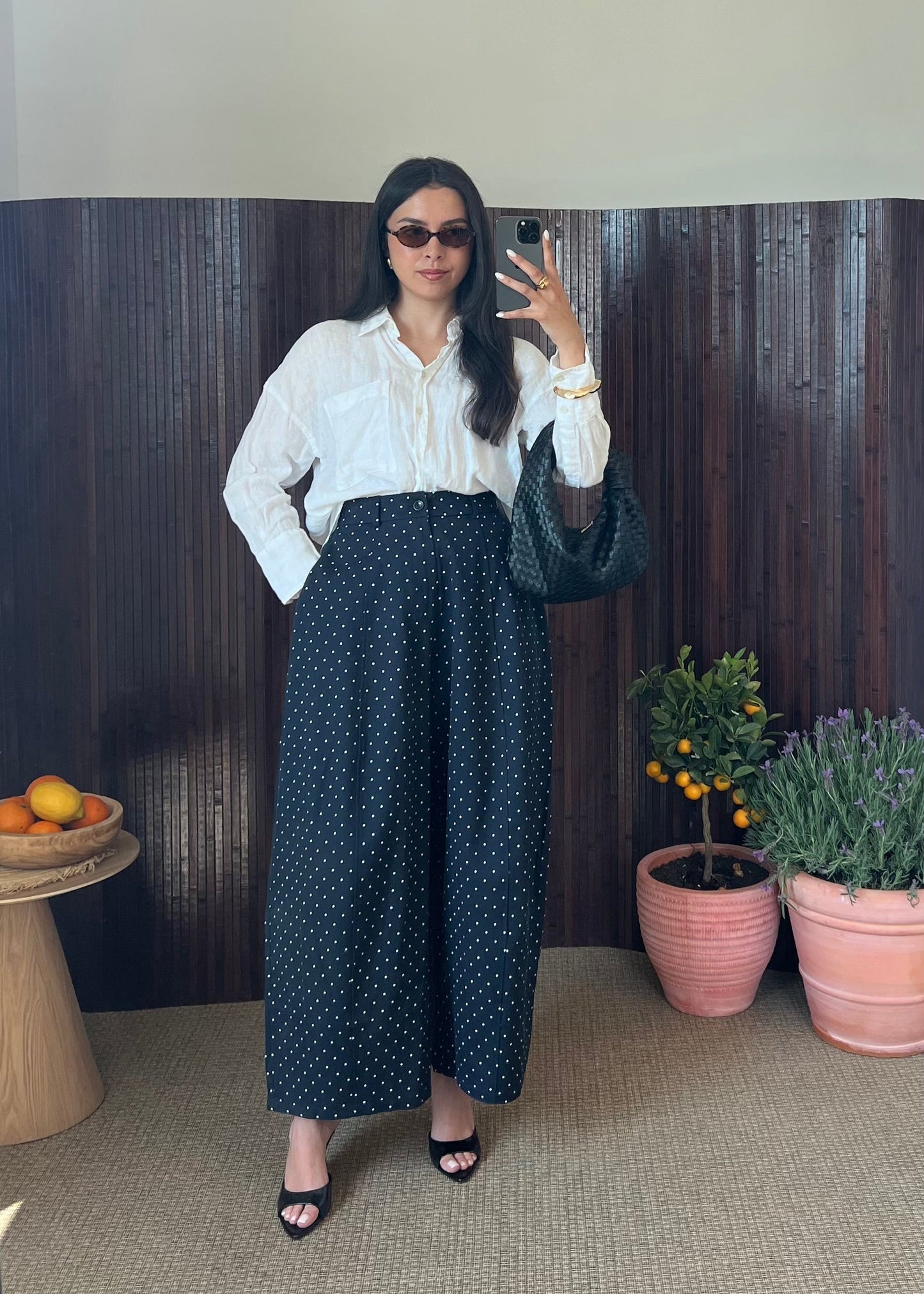 PANTALON BALLON À POIS MARINE