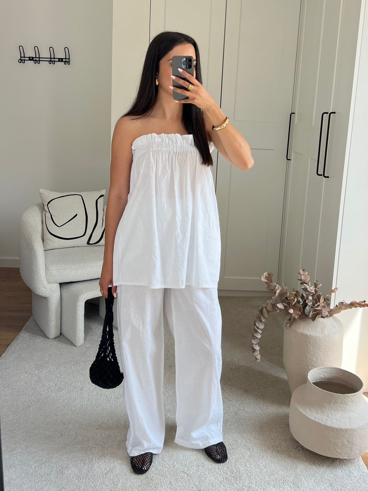 ENSEMBLE LIN BUSTIER BLANC