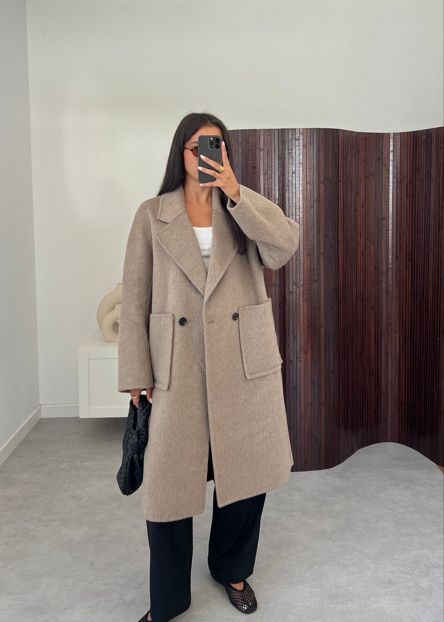MANTEAU LAINE TAUPE