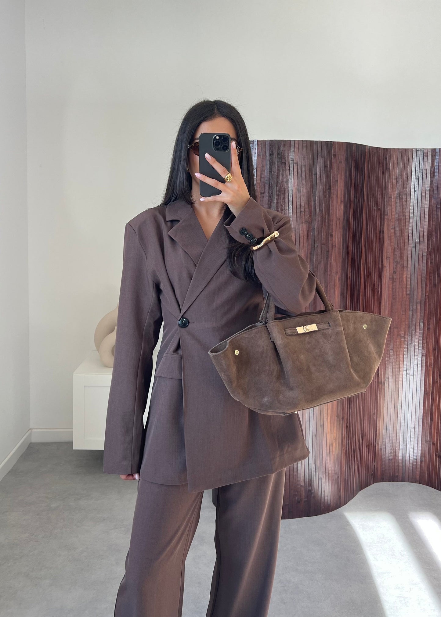 ENSEMBLE BLAZER CROISÉ MARRON