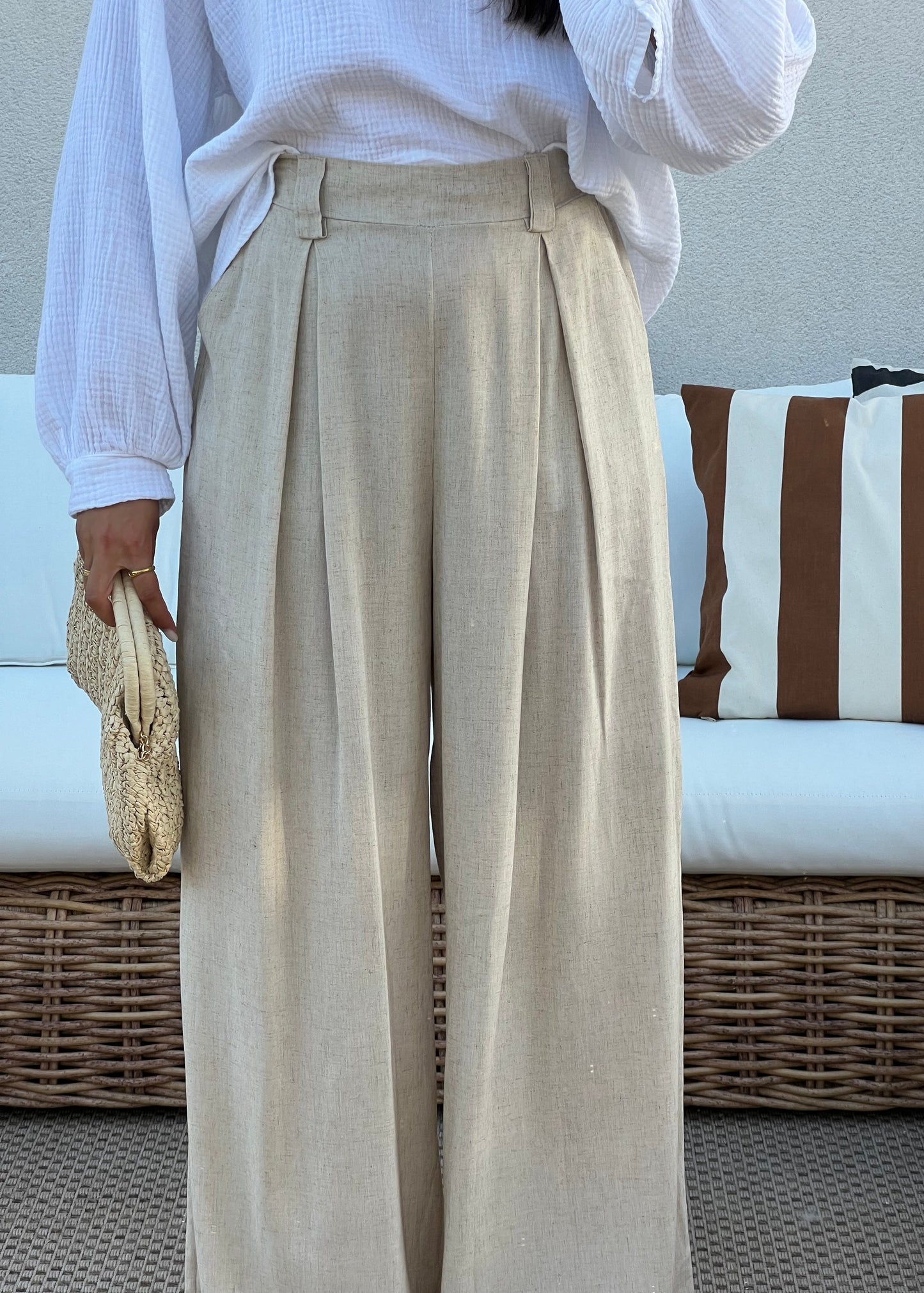 PANTALON FLUIDE LIN BEIGE