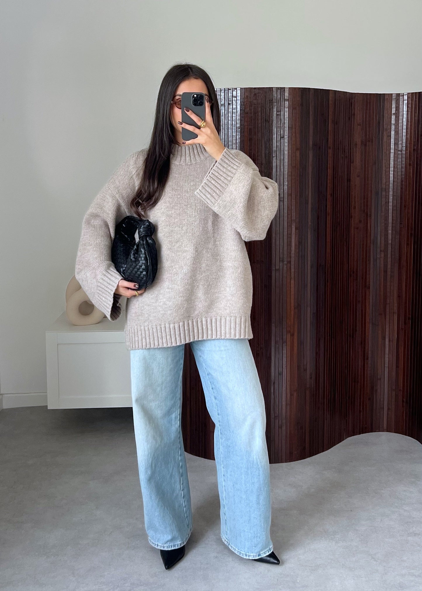 PULL COL MONTANT TAUPE