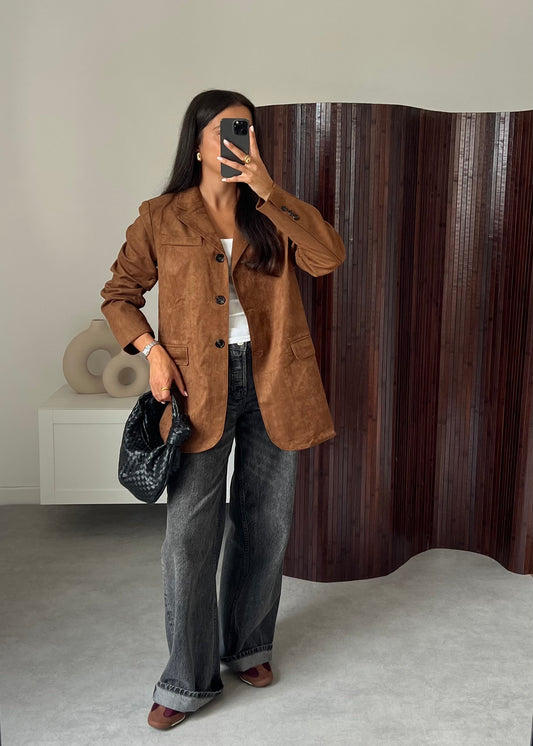 BLAZER EFFET DAIM CAMEL