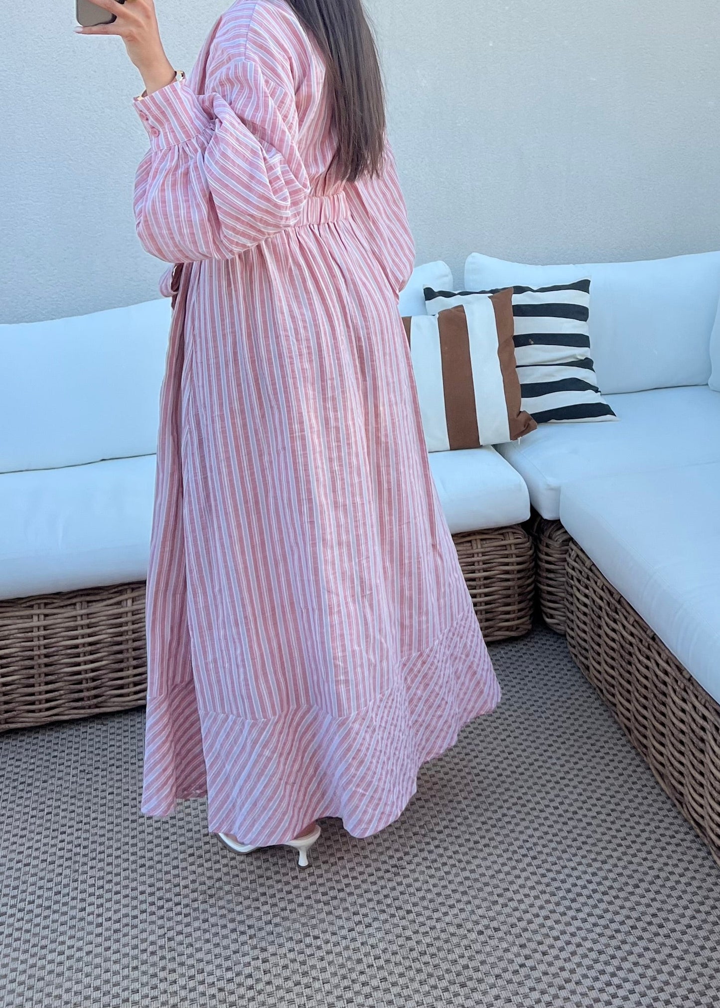ROBE RAYURE BRIQUE