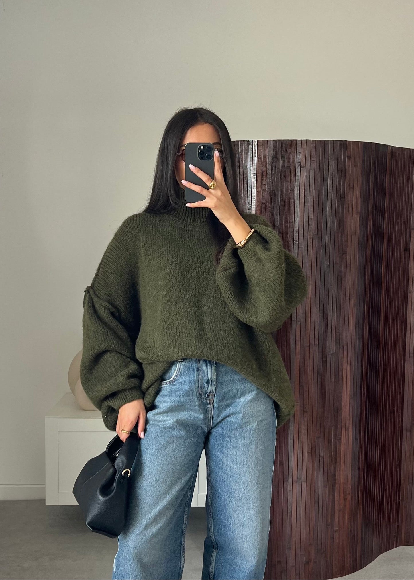 PULL COUTURE VERT KAKI