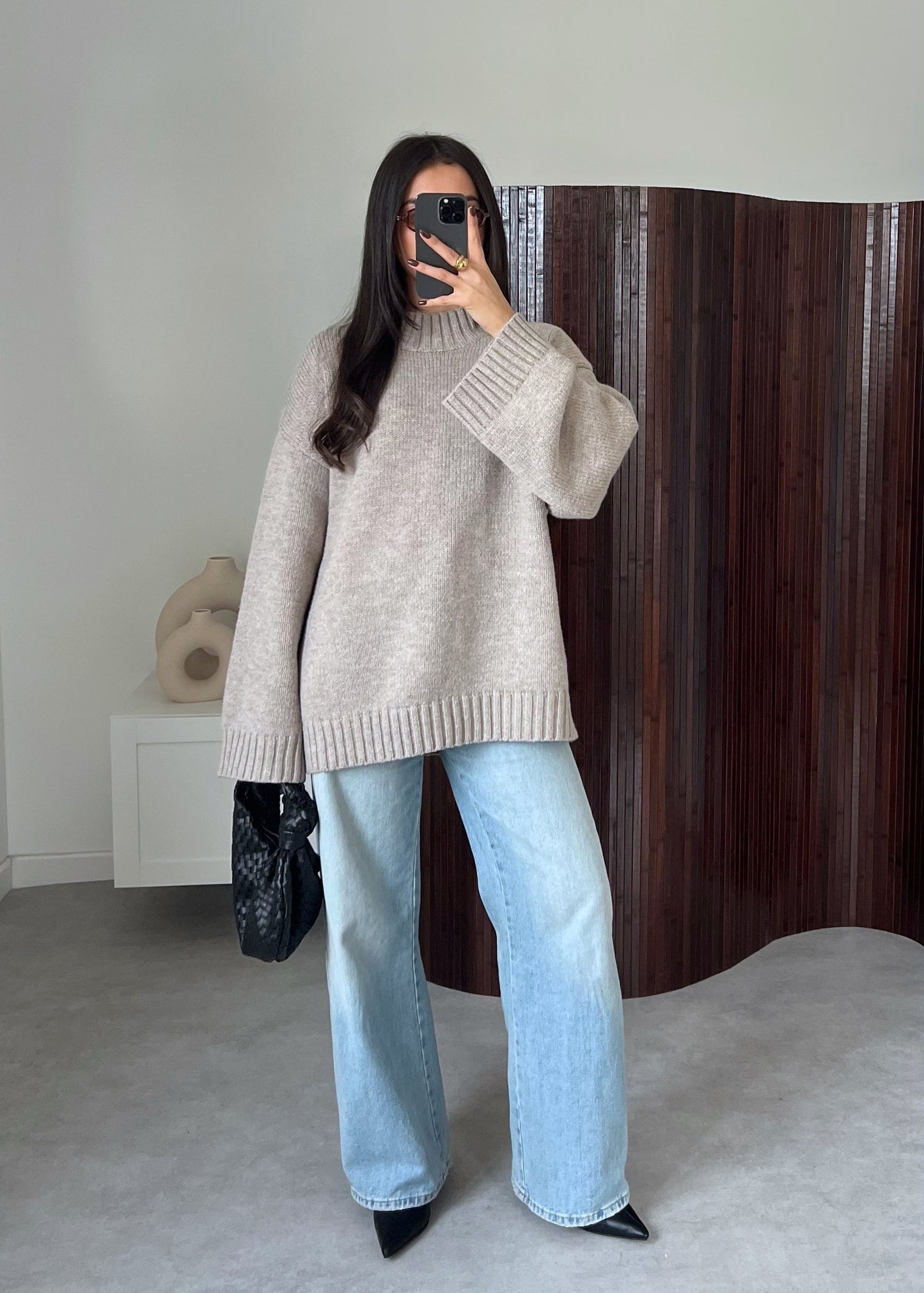 PULL COL MONTANT TAUPE