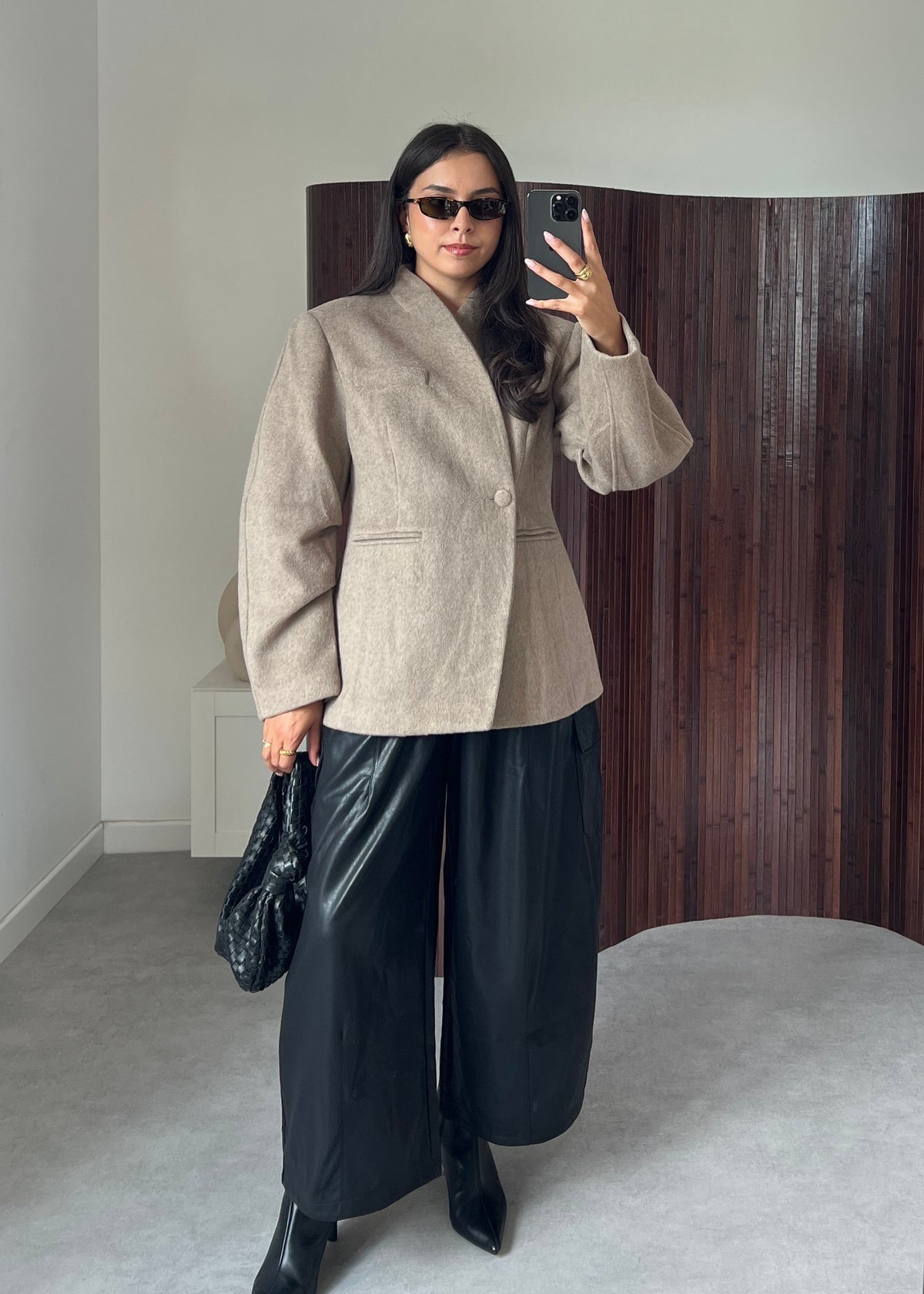 BLAZER MANTEAU LAINE TAUPE