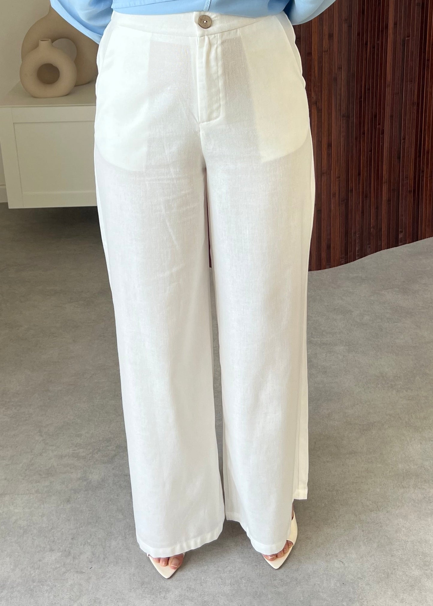 PANTALON LIN BLANC
