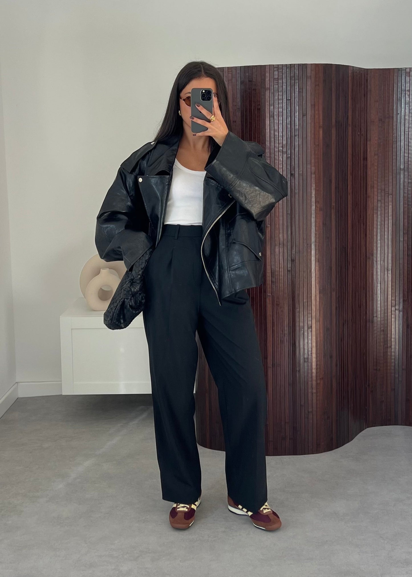 VESTE SIMILI CUIR OVERSIZE NOIRE